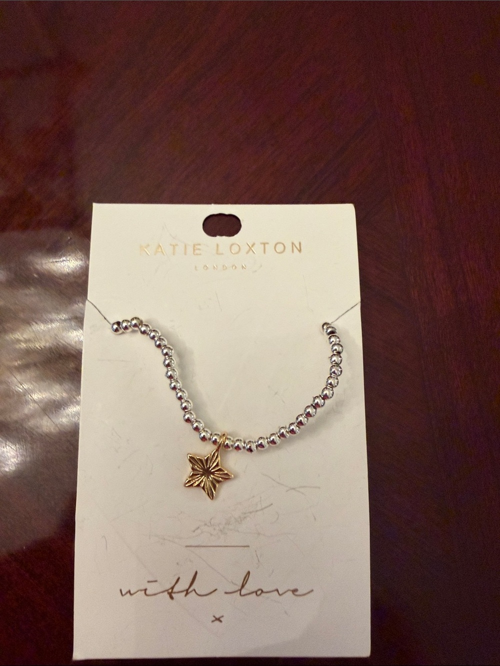 Katie Loxton Silver Beaded Bracelet with Gold Star Pendant